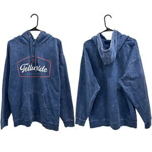 Yesterdays Telluride Colorado Hoodie Blue Mineral Wash Gorpcore Granola Crunchy